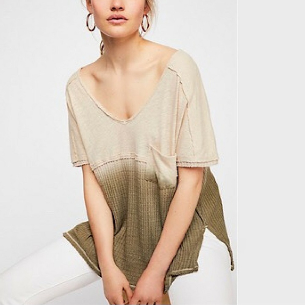 FREE PEOPLE Sun Dial Tee In Sand Combo NWT - Picture 2 of 4
